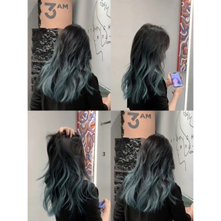 臺灣出貨 挑染掛耳染巴黎畵裙帶髮染染髮膏紅色白金色粉色藍色染髮劑 天然植物萃取成分 染髮劑 染髮膏 染髮 染膏 不傷髮, 灰綠色【需9度底色染】, 1個