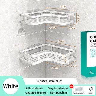 浴室三角置物架衛生間免打孔墻上收納架陽臺廁所廚房轉角雙層架子牆壁置物架置物架收納架陳列架儲物架居家收納廚房收納浴室收納, 1個