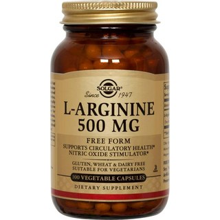 SOLGAR L-精胺酸無麩質素食膠囊 500mg, 100顆, 1罐