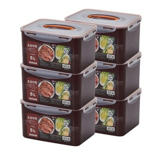 [생담] 진공 다용도 코코아락 김치통 3+3 김장 보관 밀폐용기 5L, 6개