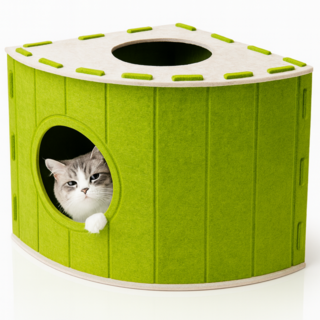 디오두 공간활용 코너 고양이 숨숨집 대형, 1개, 오프화이트