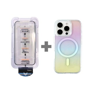 글로우 오라 아이폰 패키지 변색방지 휴대폰 케이스(자력 2배투명케이스 + 고급강화유리필름), 1개