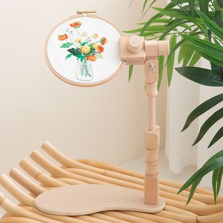 프랑스자수 원목 자수틀 좌식 수틀 십자수 회전 높이조절 자수프레임, 1개