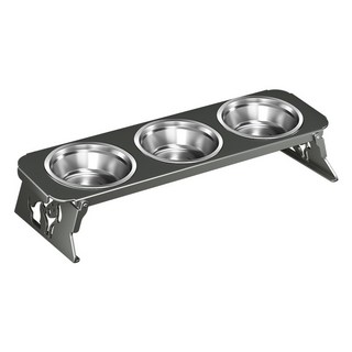 Allilio 애완용 식탁 스텐 식기 고양이 개 범용 대용량 사료 밥그릇 물그릇 3구, 1세트, 그레이