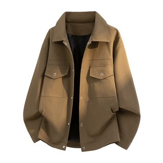 工裝夾克，春秋款時尚休閒美式復古潮流翻領青少年港風外套