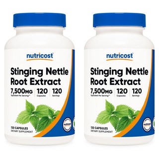 뉴트리코트스 쐐기풀뿌리 스팅잉 네틀 루트 추출물 7500mg 120캡슐 2병, 120정, 2개