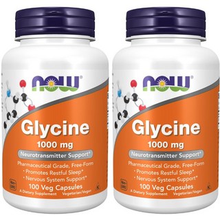 NOW Foods 甘胺酸素食膠囊 1000mg, 100顆, 2罐