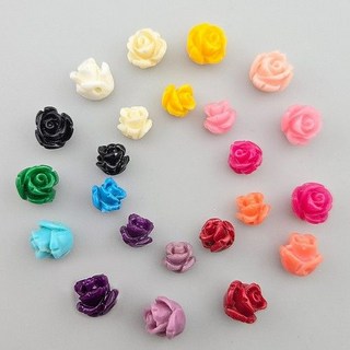 비즈톡 [J3-3-06]합성송석장미꽃 6/8mm 단색 1줄(50개)