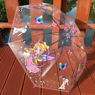 卡通透明兒童雨傘幼兒園創意卡通機器挖掘機學生男女孩自動長柄傘