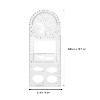다기능 기하학적 도면 자 세트 플라스틱 템플릿 예술 디자인 건축 네트워크 기술 분수용, 01 White