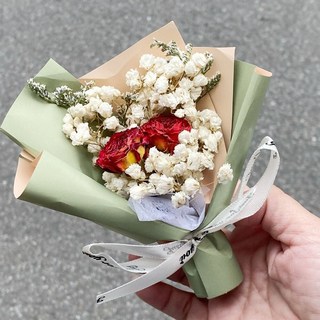 【森林海】（附提袋）迷你永生花束：教師節/婚禮小物/畢業花束/情人節禮物/拍照道具/生日禮物/聖誕禮物, B12, 1個
