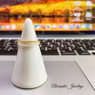 Alexander Jewelry 18K金麻花細版線戒