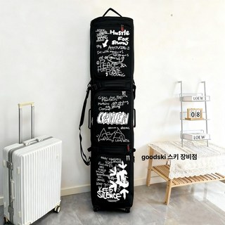 스키휠백 스노우보드 휠백 투명 보드가방 장비 여행 데크, 1개, 블랙 그래피티 바퀴 포함 160cm