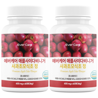 에버케어 애플사이다비니거 사과초모식초 유산균 고함량 애사비 알약, 2개, 60정