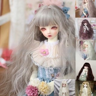 BJD 娃娃假髮 適用於 6分、4分、3分 娃娃 30cm/60cm 娃娃 夜蘿莉假髮 劉海泡麵捲 高溫絲, 1個, 香芋粉假髮一頂,4分頭圍18-19cm一頂