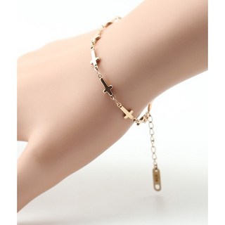 基督徒禮物十字架手鏈/手環 鍍14k/銀色金色 附禮盒 不掉色