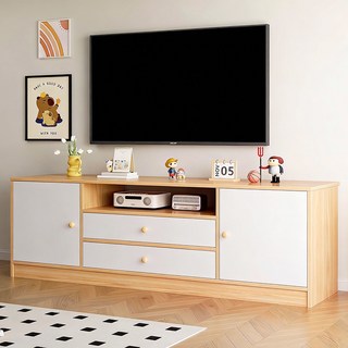 뷔이위이 거실장 티비다이 티비장 TV 장식장 다용도 거실 수납장 1200/1400, 원목색