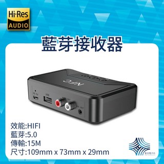 藍牙音頻接收器 5.0 NFC USB播放 AUX/RCA輸出 - 老音響升級藍牙, 1個, 何況受損(機器正常)
