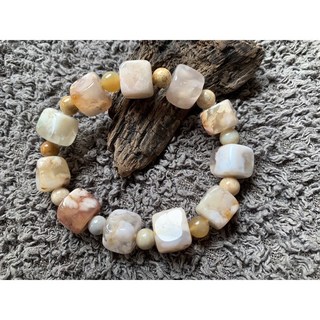 畫意坊 櫻花瑪瑙手串 韓版少女心手鍊 冰潤飄花天然玉化 聖誕節禮物