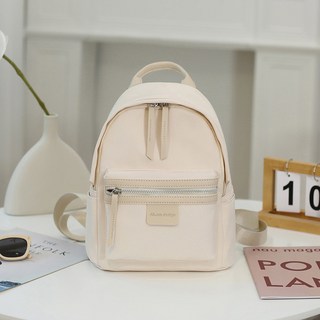 尼龍小背包簡約百搭純色雙肩包女輕便防水媽咪包大小號小學生書包, 米色