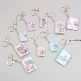 迷你鑰匙圈相冊：1寸小相冊本，鑰匙扣相冊，大頭貼畢業照藝術照收納卡包小掛件, 1個, 透明-【1寸24張】,單獨相冊【不含照片】