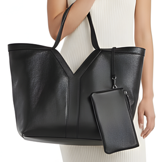 Y백 명품 스타일 가방 여성 천연소가죽 토트백 쇼퍼백 직장인 보부상가방 소가죽 와이드백 빅숄더백 파우치포함