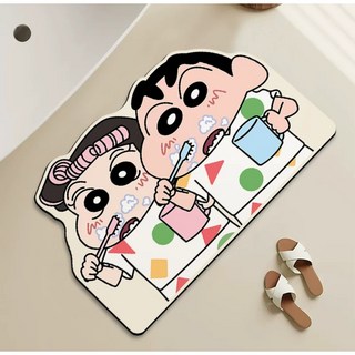 귀여운 짱구 발매트 논슬립 방수 욕실발매트 40x60cm, 짱구 수지 커플 발매트, 1개