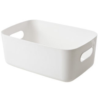 暖&和家居 日系雜物收納盒 - 玩具收納、化妝品收納、辦公桌收納、櫥櫃收納整理盒, 小號 純白色 (W0218), 1個