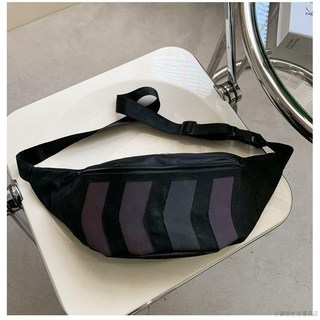 桃園出貨 反光男女潮ins胸包腰包帶耳機孔尼龍布拉鍊胸包