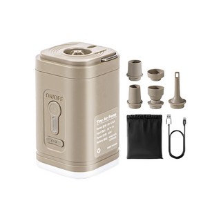 GE MARKET 三合一無線電動抽真空打氣機 五種氣嘴 2400mAh, 1個, 卡其色-贈五種氣嘴-2400mAh