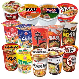 컵라면14종 세트_신라면 새우탕 튀김우동 너구리 짜파범벅 안성탕면 오징어짬뽕 사리곰탕 참깨라면 진라면 매운맛 진라면 순한맛 육개장사발면 김치사발면 미니왕뚜껑 14개, 1개