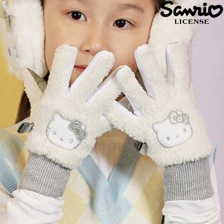 산리오 정품 실버 로고 보슬보슬 유아동 장갑 스마트폰 터치