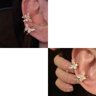 POMELO 甜酷一箭穿心耳骨夾 無耳洞小眾冷淡超閃皓石耳飾, 1個, 熱賣兩件套2