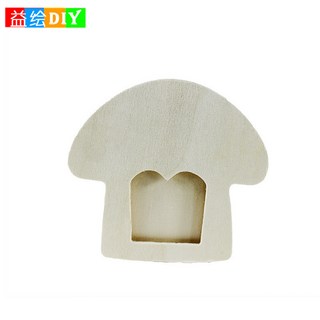 木製白胚筆筒 手工DIY相框 兒童彩繪塗鴉 粘土雪花泥手作擺件, 蘑菇, 1個