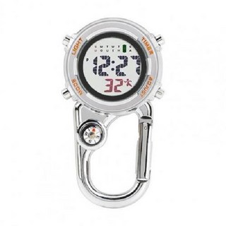 카라비너 시계 다기능 전자 포켓 허리 야광 야외 스포츠 백팩 캠핑 등산 키링 소형, 주황색, 1개