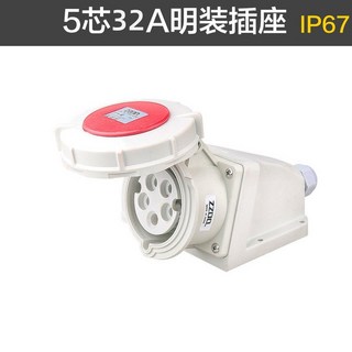 台灣出貨 德標 戶外防塵防水工業插頭插座 3芯4芯5芯 16A32A IP67, 5芯32A 明裝插座, 1個