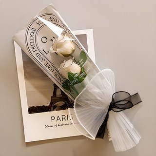 阿斯帕西亞 洛可可系列玫瑰香皂花兩朵花束, 1個, 黑色