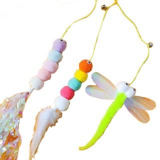 신나게 놀아요 ANTIFLOW 3 모빌 혼자놀기 고양이 장난감 스프링 천장 부착형 길이 조절 셀프 낚시대 천장 부착형 모빌 장난감, 1세트, 혼합 색상