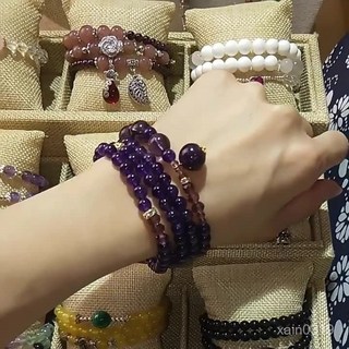 紫南宮 過爐 冰透紫晶 天然紫水晶108顆手鏈 女毛衣鏈 項鏈 多層 韓版 百搭 顯白款 冰種紫晶石