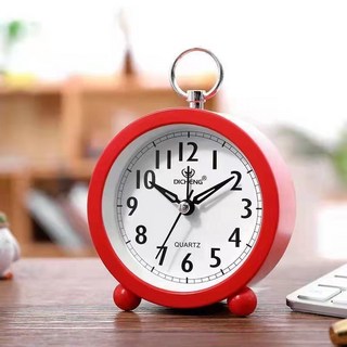 熱銷創意靜音鬧鐘，復古床頭臺鐘，兒童臥室打鈴小座鐘，歐式簡約風格, 0S004紅色圓形