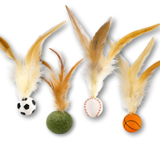 꼬미맘 고양이 장난감 공 깃털 탱탱볼, 4종(캣닢볼 포함), 1세트