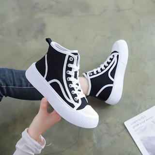 女士休閒鞋 休閒平底鞋 女鞋高帮帆布鞋 2025年新款秋季百搭秋款休闲鞋板鞋潮鞋