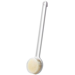 軟毛長柄沐浴刷 雙面搓澡按摩刷 無印風長柄洗澡刷 輕鬆洗背神器, 1個, (D106)無印版白色沐浴刷【簡裝】, 白色, 1個裝