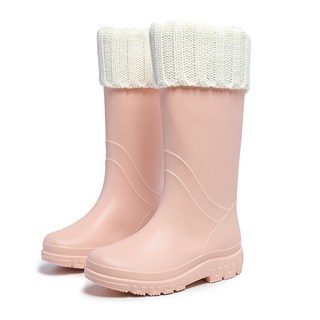 時尚簡約高筒雨靴 女款防水防滑水靴 耐磨外穿膠鞋 工作長筒女鞋