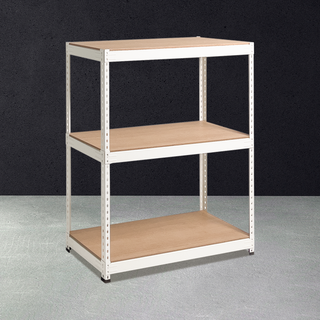 부원진열장 무볼트 조립식 철제 앵글 선반 1000 x 300 1200 3단, 아이보리/mdf