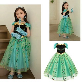女童冰雪奇緣安娜裙子Anna公主裙女童造型網紗裙 萬聖節造型服裝 冰雪奇緣艾莎洋裝 兒童小洋裝聖誕節生日禮服