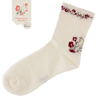 [KANA JP日本代購]現貨 MOOMIN 嚕嚕米 花圈圓領襪 100%純棉襪 女襪 母親節送禮 姆明媽媽 小不點