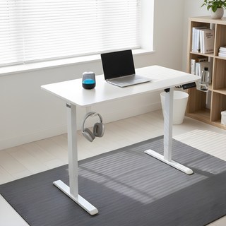 WHH 한 판 상판 전동 높이조절 모션데스크 스탠딩 게이밍 컴퓨터 책상 올인원 초등학생 책상, 흰색