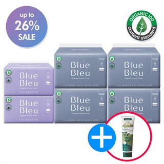 블루블루 유기농 생리대 오버나이트4팩 대형2팩(사은품증정), 6세트, 1개입