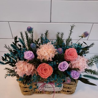 시들지않는 꽃바구니 프리저브드꽃바구니 프리저브드센터피스, 혼합